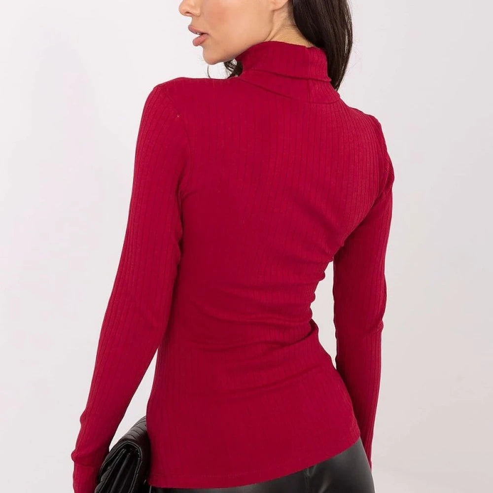 Turtleneck Cotton Ribbed Sweater