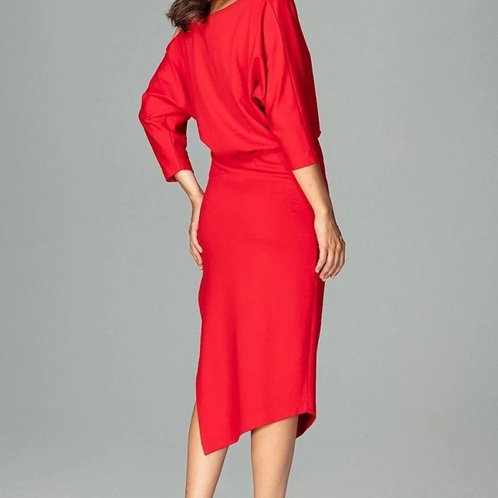 Asymmetrical Evening Dress with Kimono Sleeves