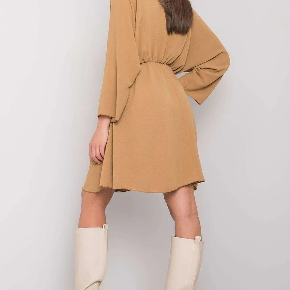 Flared Triangle Neck Day Dress