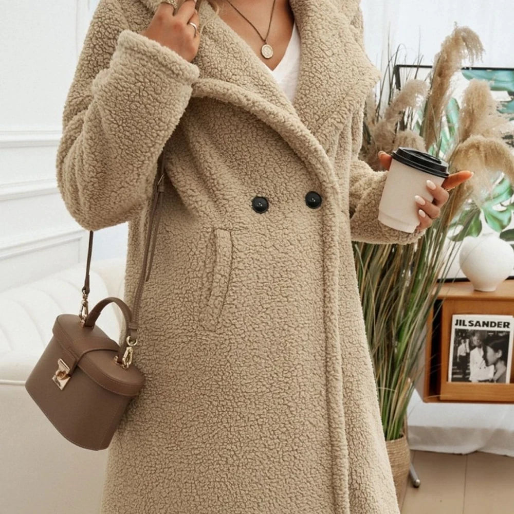 Hooded Teddy Coat with Pockets