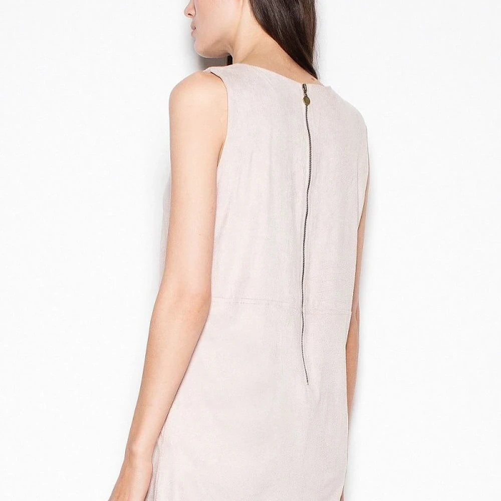 Suede-Like Day Dress with Back Zipper