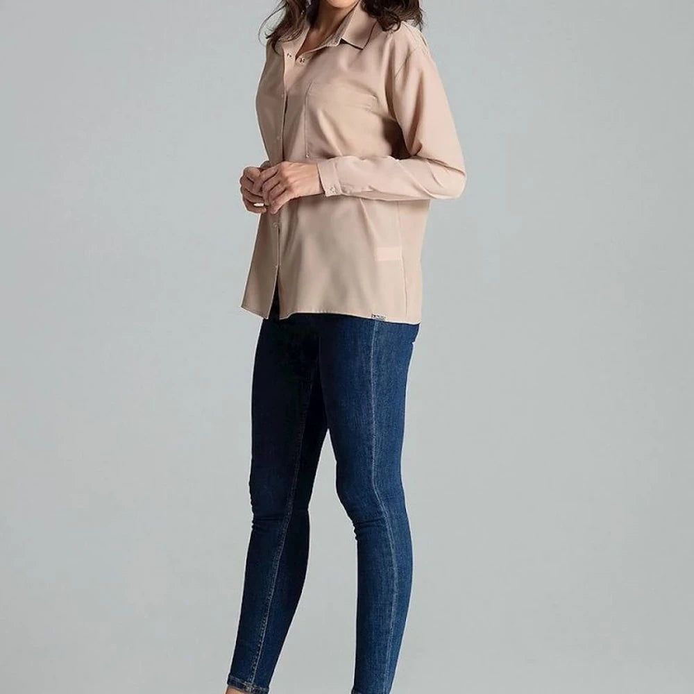 Long Sleeve Button-Up Shirt with Pocket