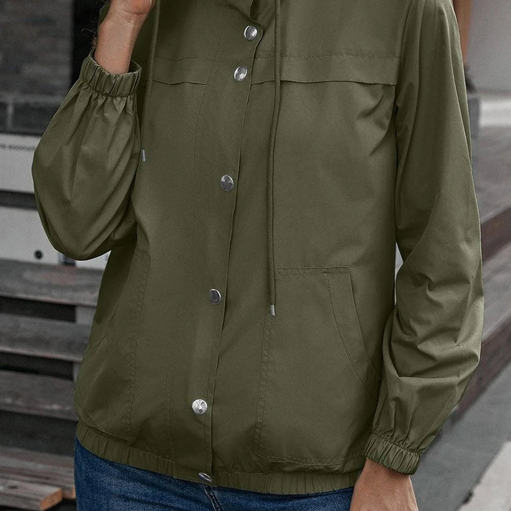 Hooded Sports Jacket with Button-Down