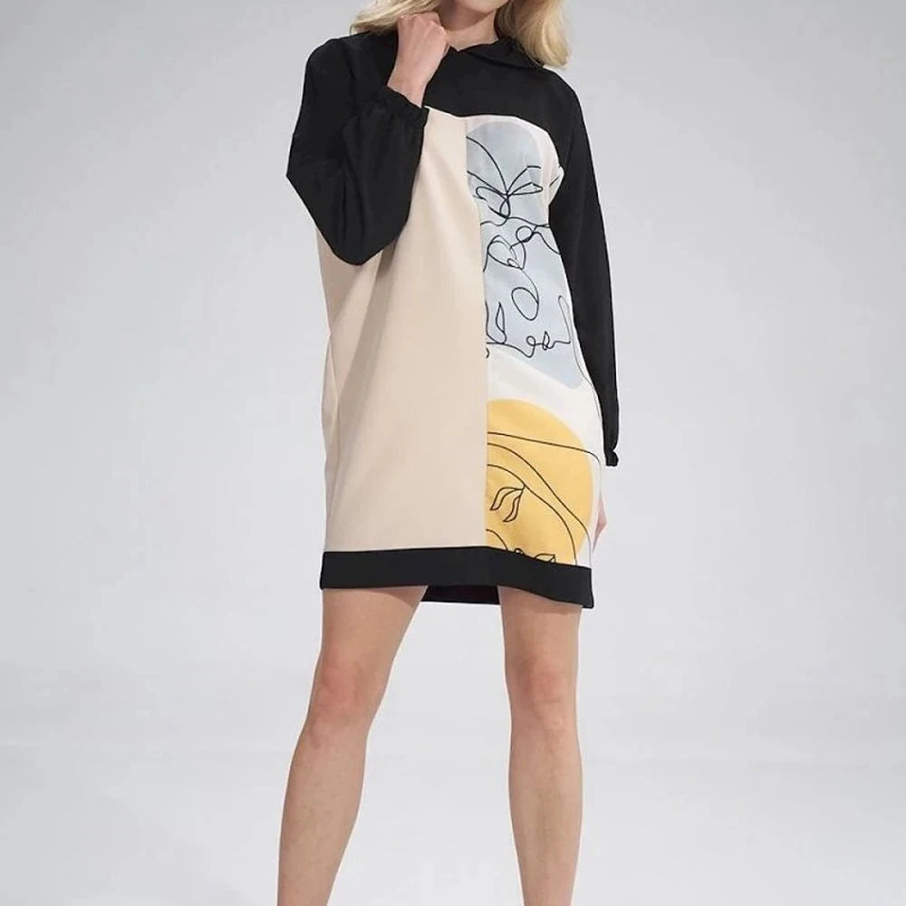 Midi Dress with Hood and Side Slits