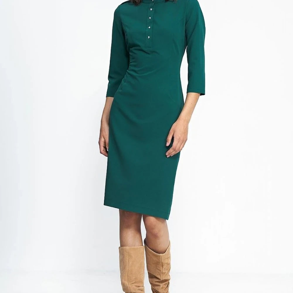 Waisted Day Dress with Zipper and Press Studs