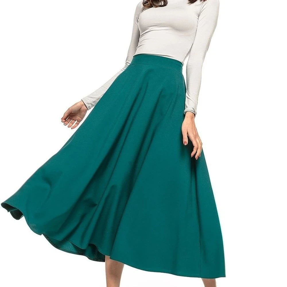 Midi Skirt with Belt and Zipper Detail