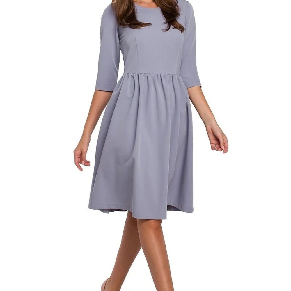 Flared Midi Dress with Zipper and Darts