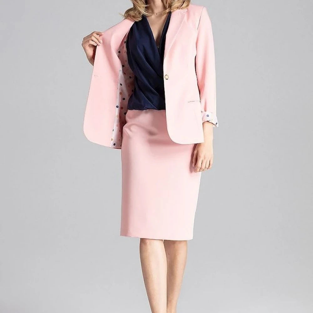Classic One-Button Jacket with Colorful Lining