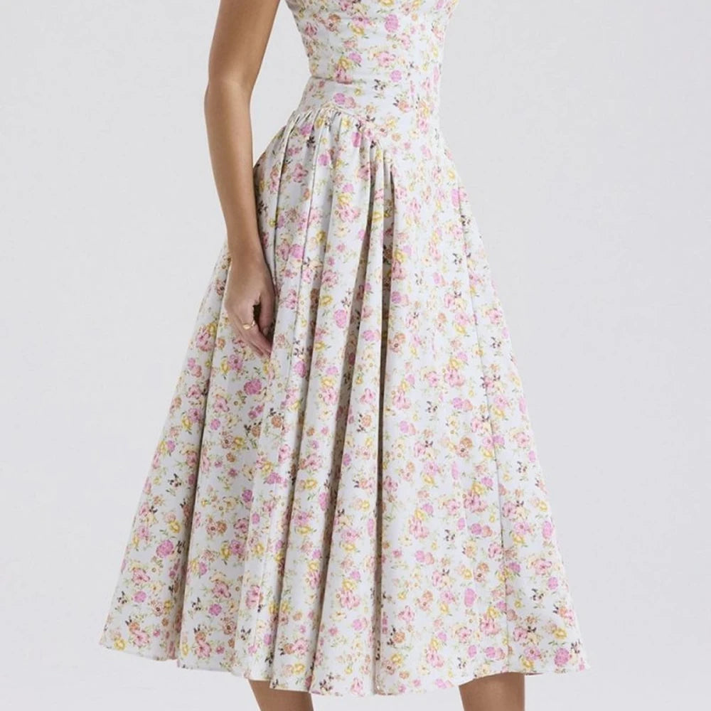 Floral Square Neck Midi Dress