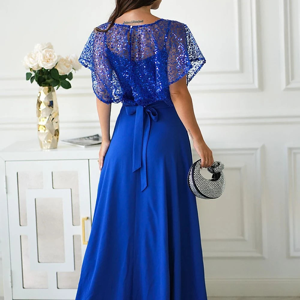 Elegant Long Dress with Sequin Bolero