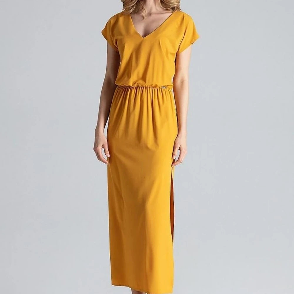 Light Maxi Dress with V-Neck