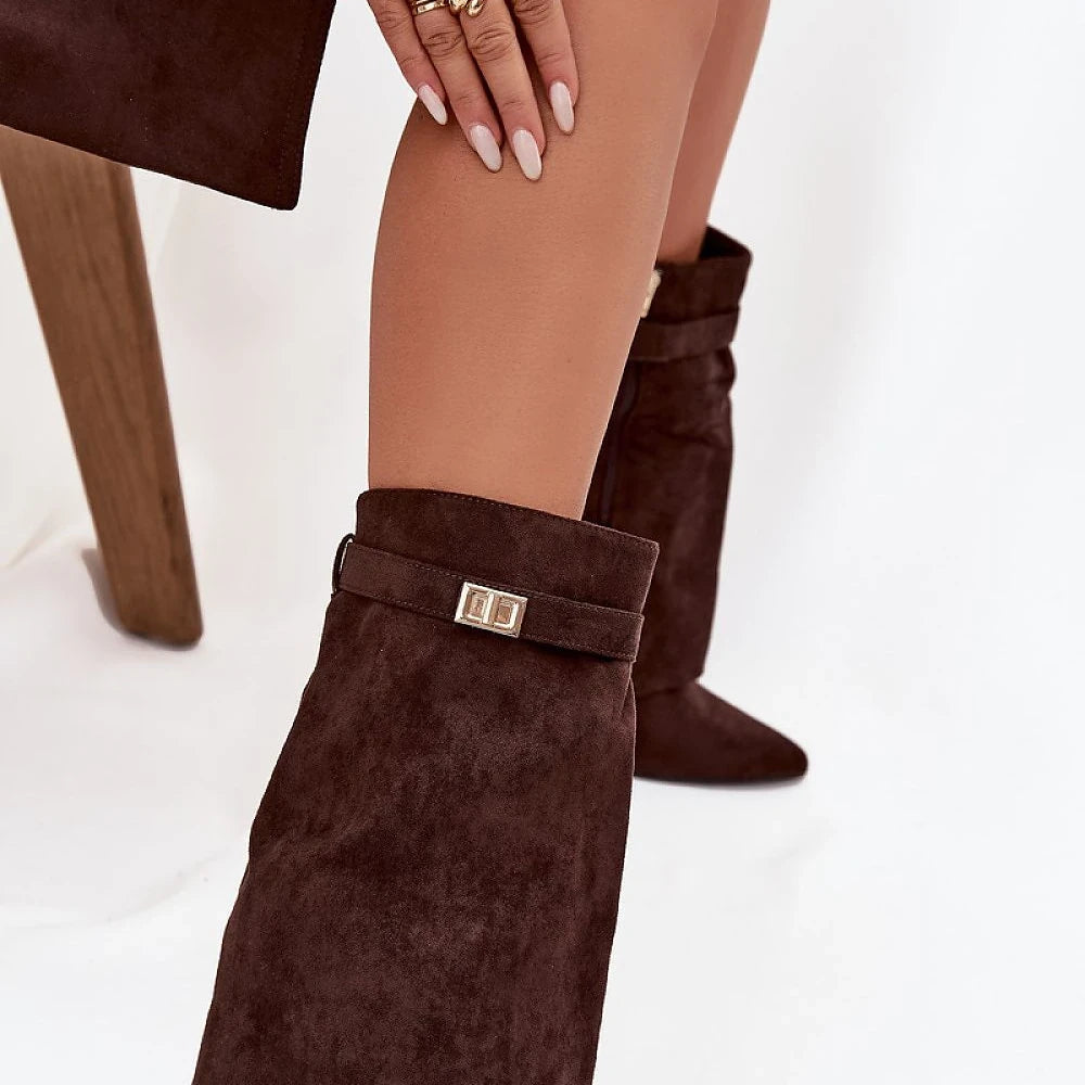 Brown Suede Pointed Toe Ankle Boots
