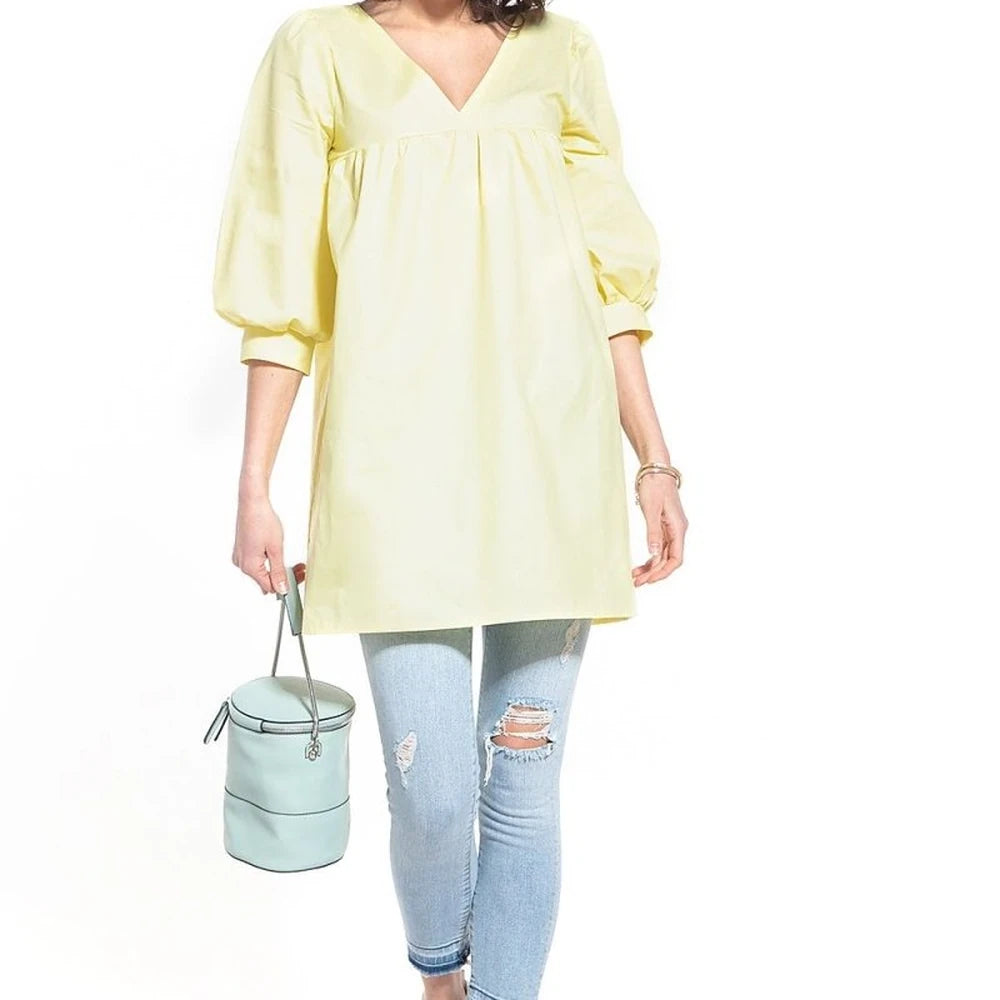 Pointed Neck Tunic Top - 100% Cotton