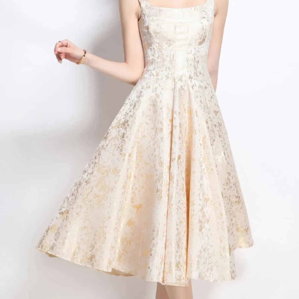 Floral A-Line Sleeveless Midi Dress