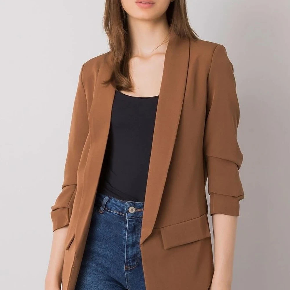 3/4 Sleeve Unbuttoned Jacket with Lining