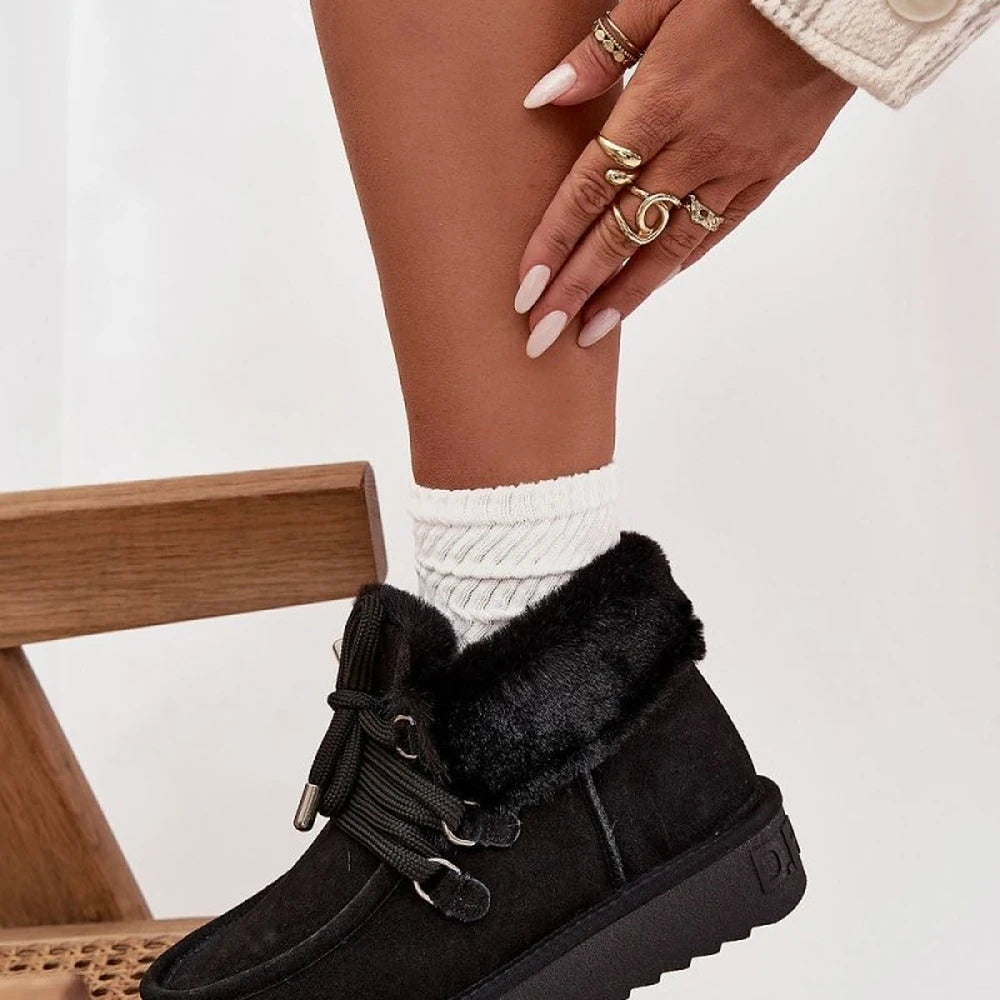 Women's Suede Snow Boots with Fur Lining