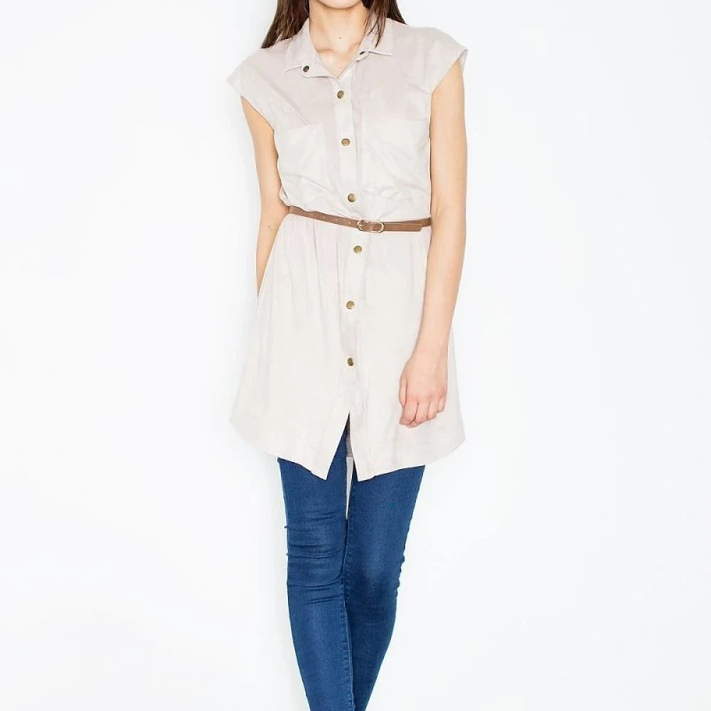 Chambray Day Dress with Button Front