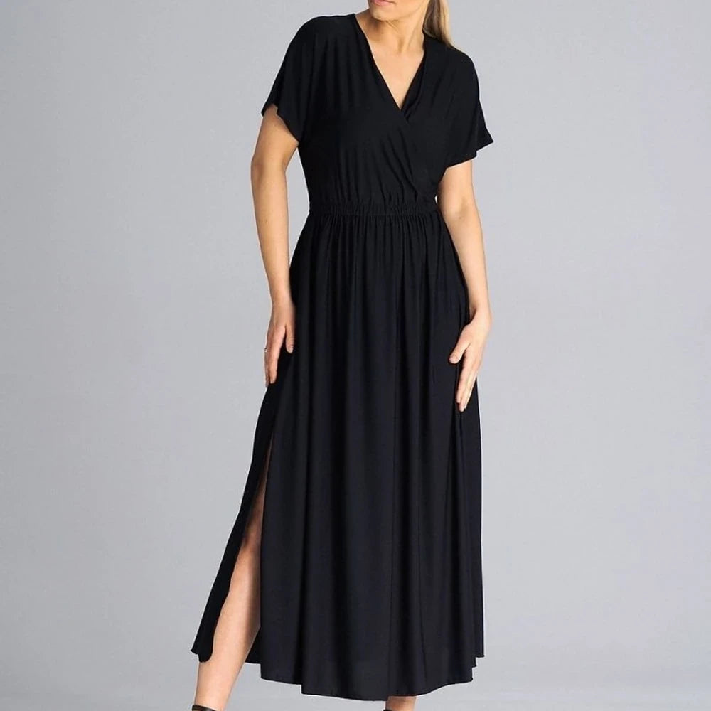 Flowy Overlapping Neckline Day Dress