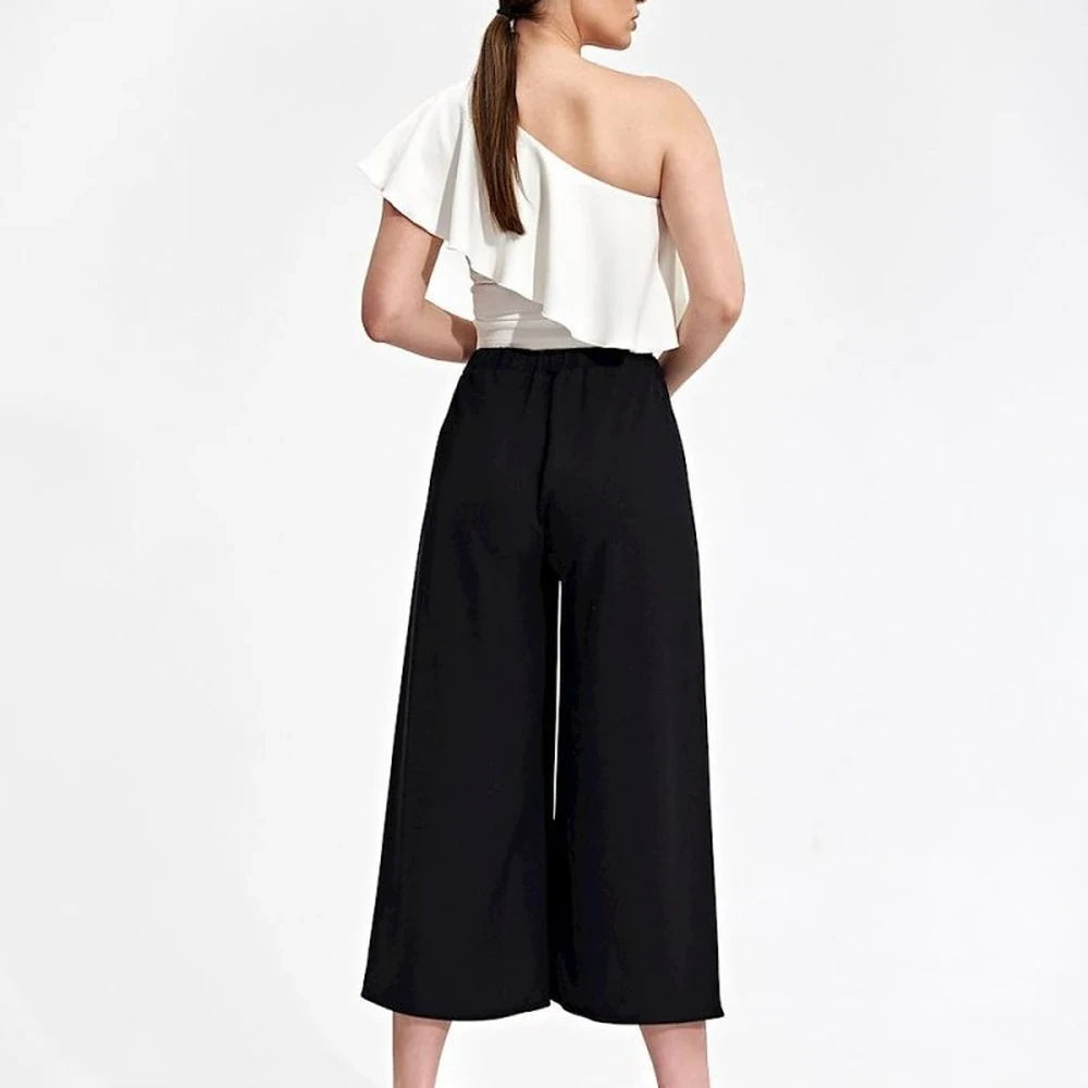 One Shoulder Ruffle Crop Blouse