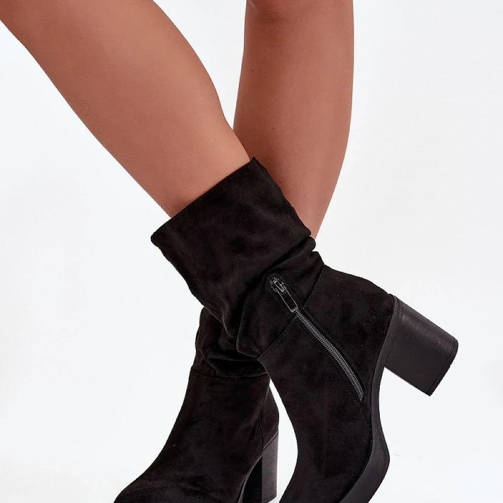 Women's Ankle Boots with Ruched Shaft