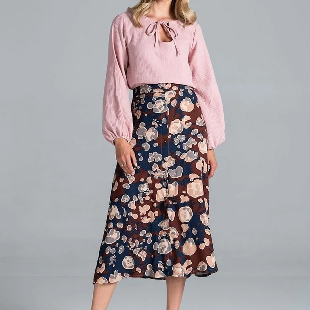 Cotton Blouse with Half-Round Neckline