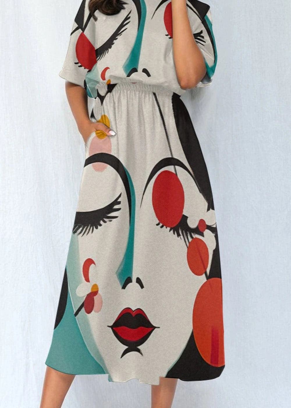 Polyester elastic waist dress