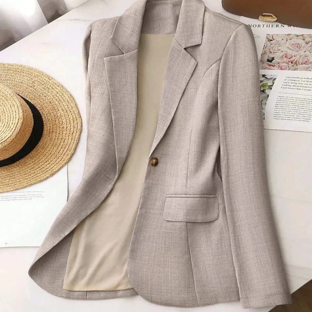 One Button Lapel Collar Blazer