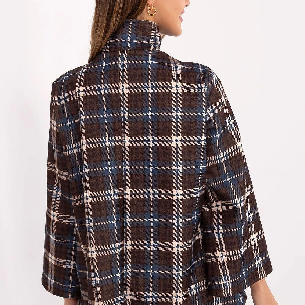 Checkered Coat with Buttons