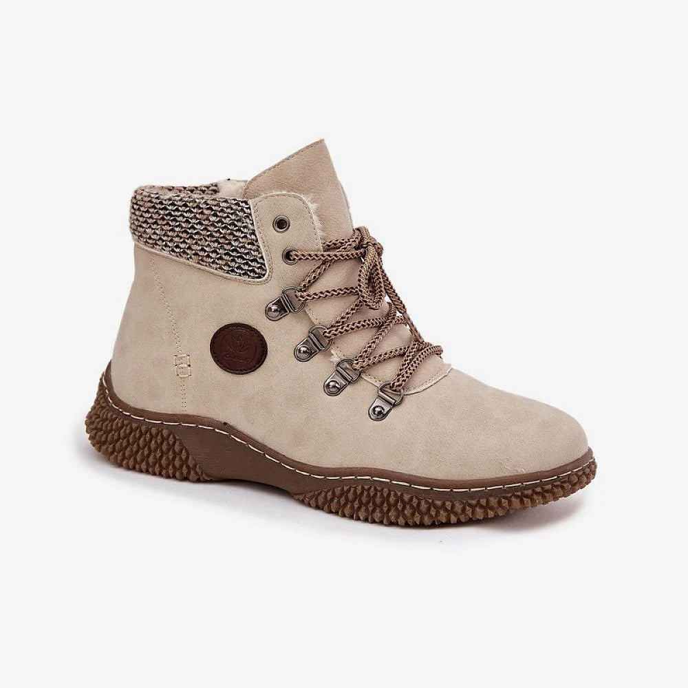 Women's Beige Eco Leather Ankle Boots