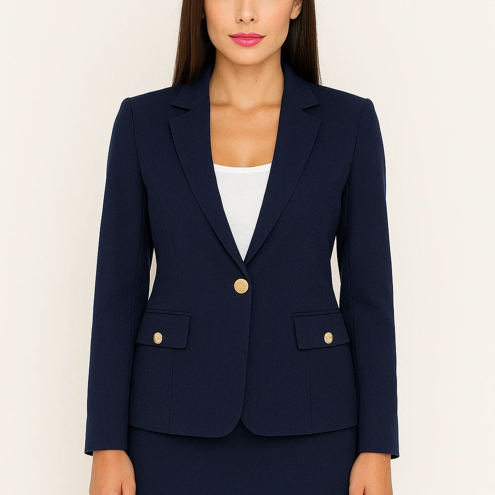 Women's Polyester Viscose Button Jacket