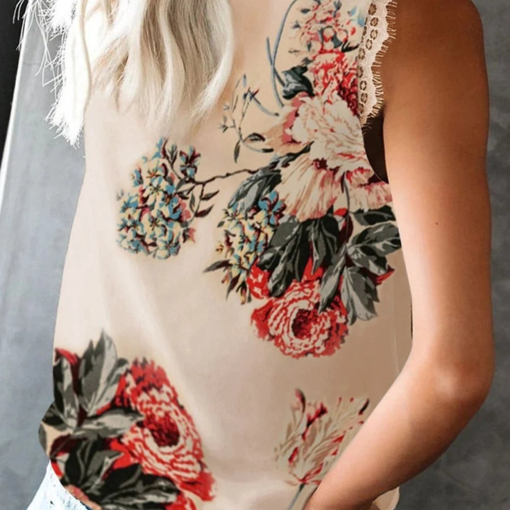 Lace Detail V-Neck Tank Top