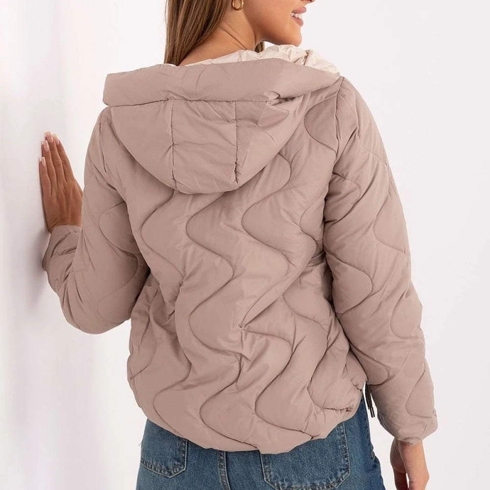 Women's Polyester Quilted Jacket with Hood