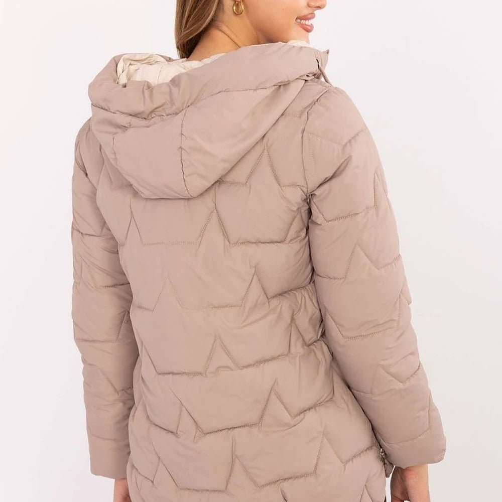 Quilted Detachable Hood Down Jacket