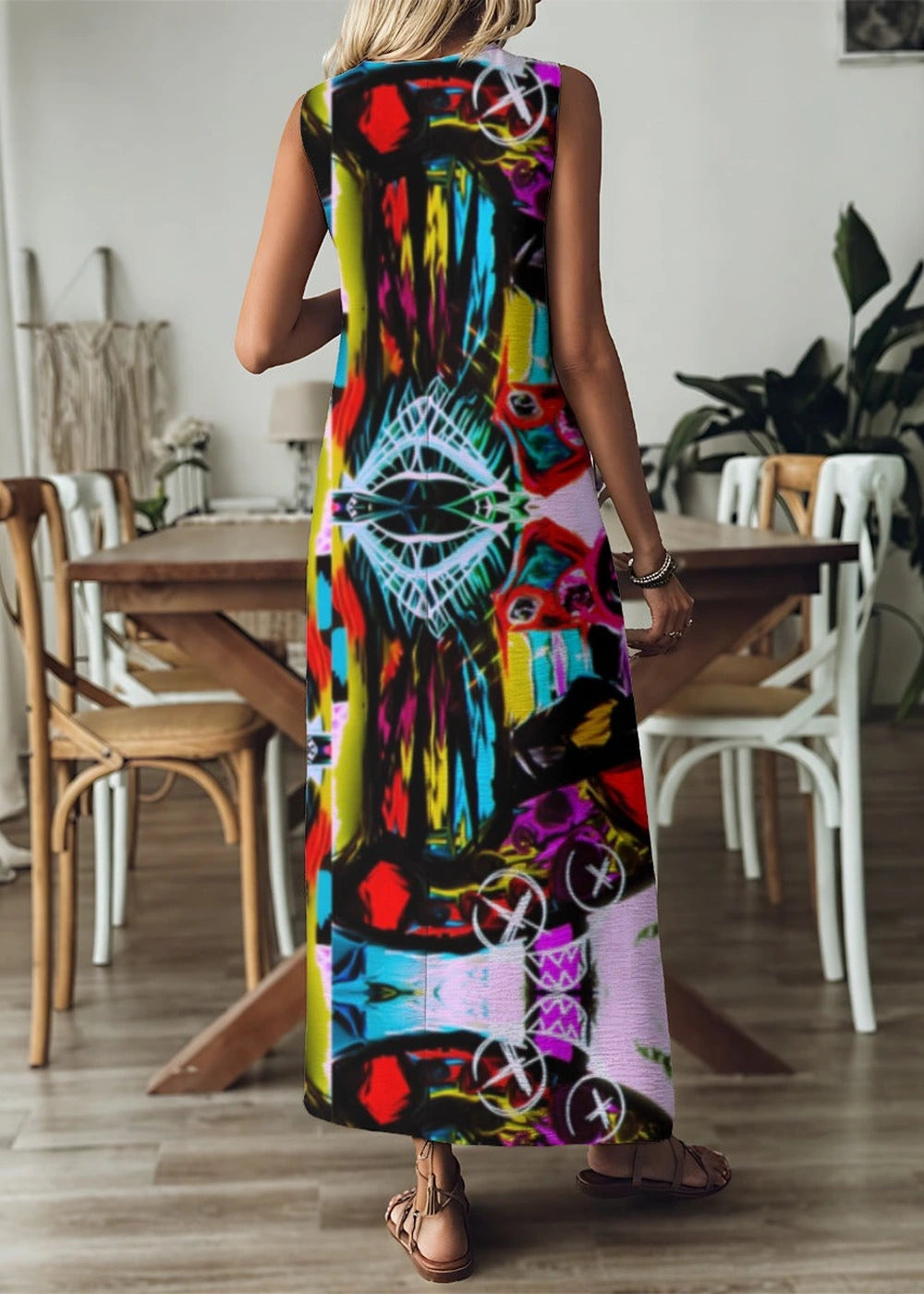 All-Over Women's V-Neck Long Dress