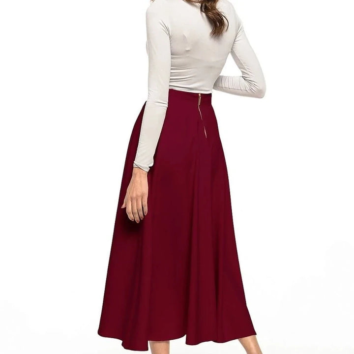 Midi Skirt with Glued Belt and Zipper