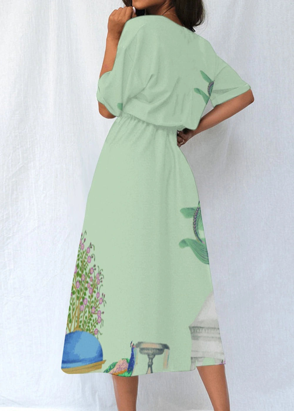 Polyester blend elastic waist dress