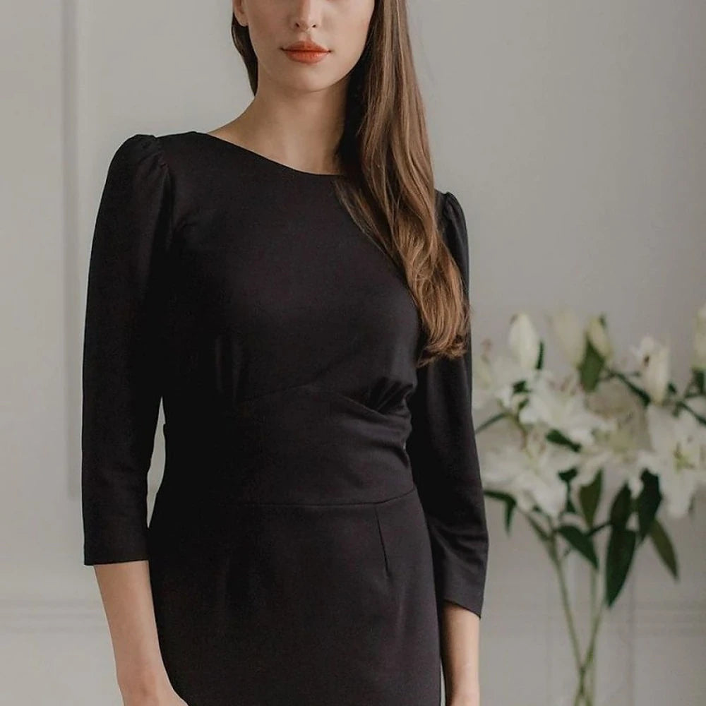 Fitted Midi Dress with Long Sleeves