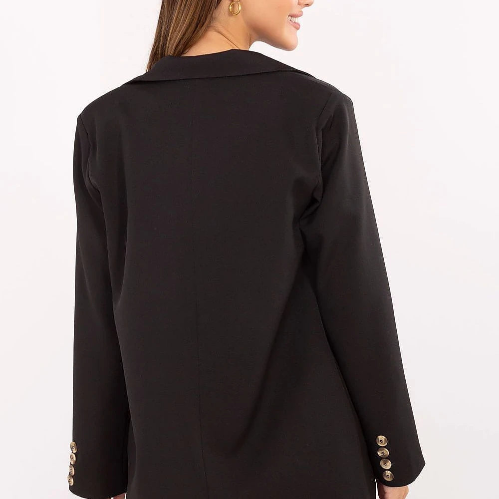 Women's Cotton Blend Blazer with Double-Breasted Closure