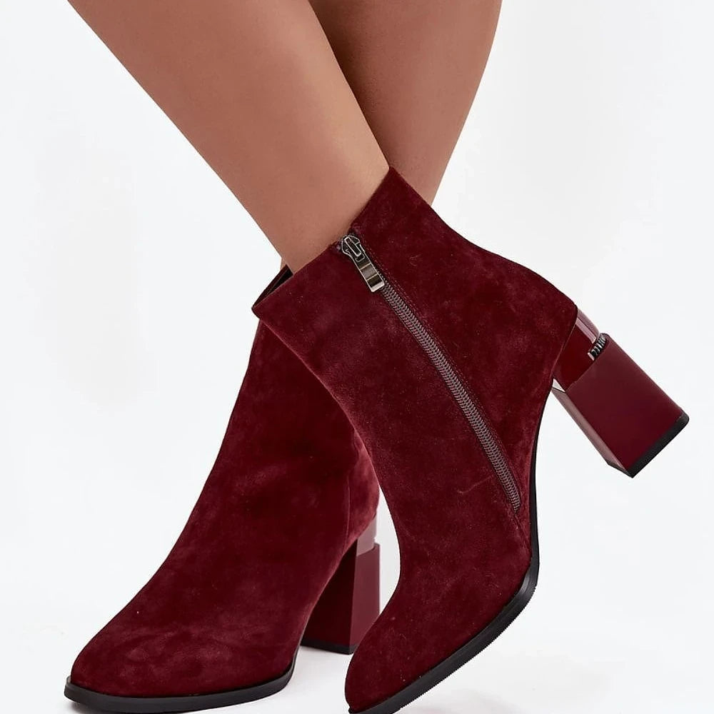 Women's Red Suede Ankle Boots