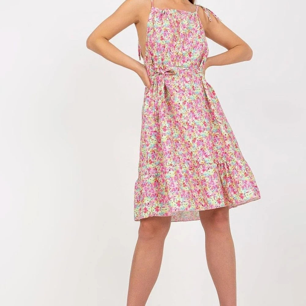 Summer Print Dress with Tied Straps