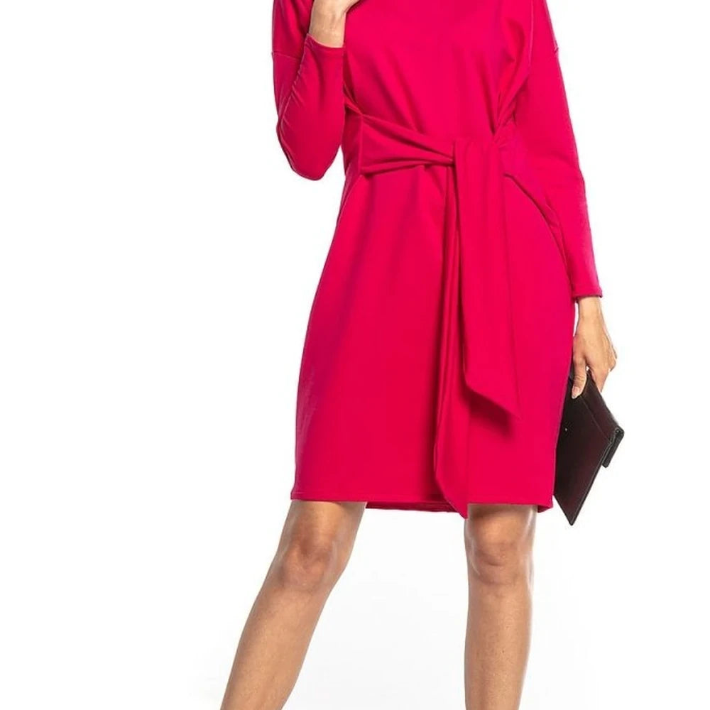 Midi Dress with Tie Belt in Cotton Knit