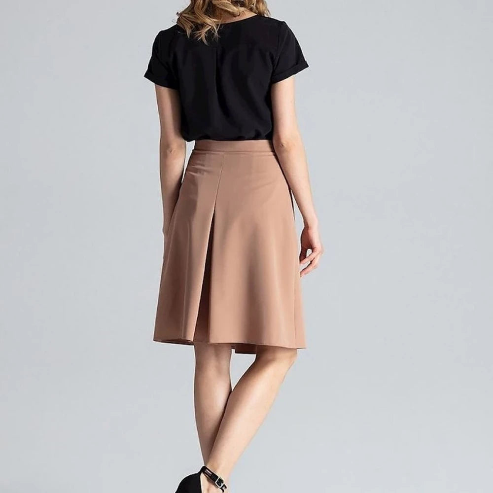 A-Line Midi Skirt with Pleated Details