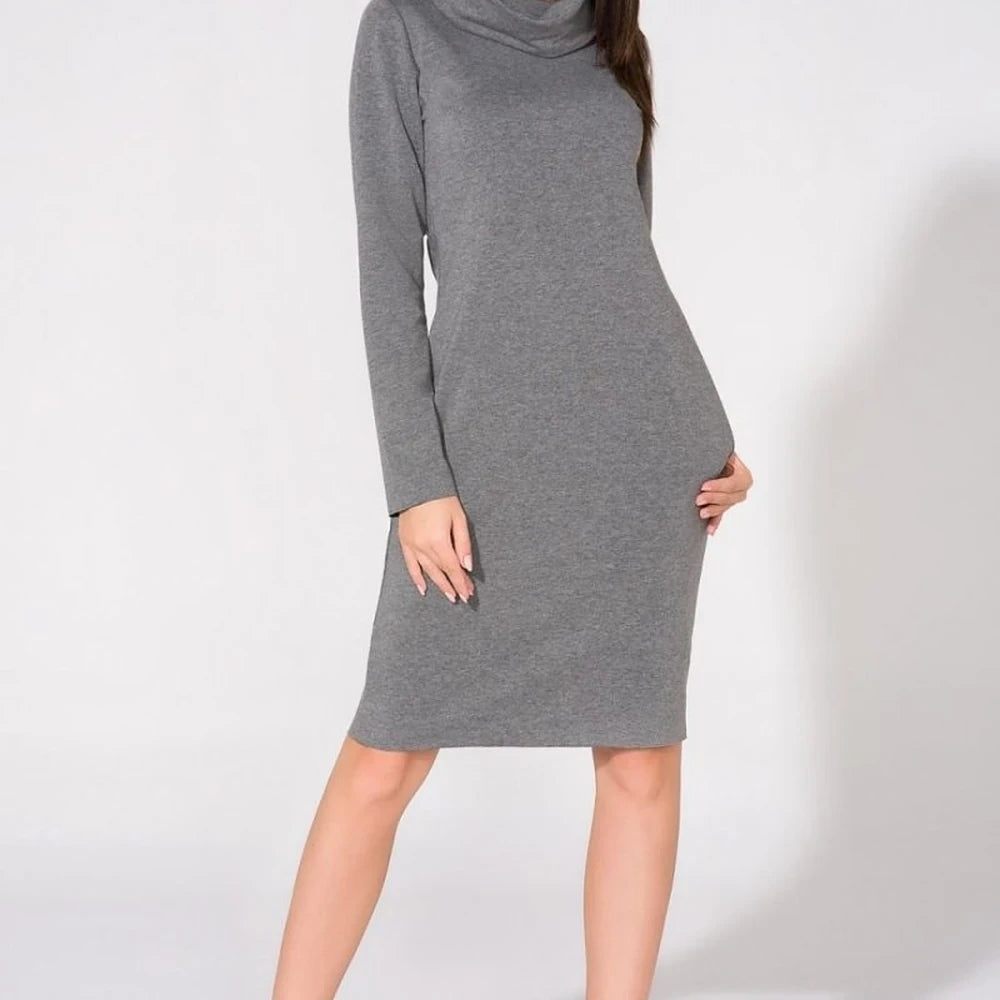 Knit Dress with Pockets and Raw Hem