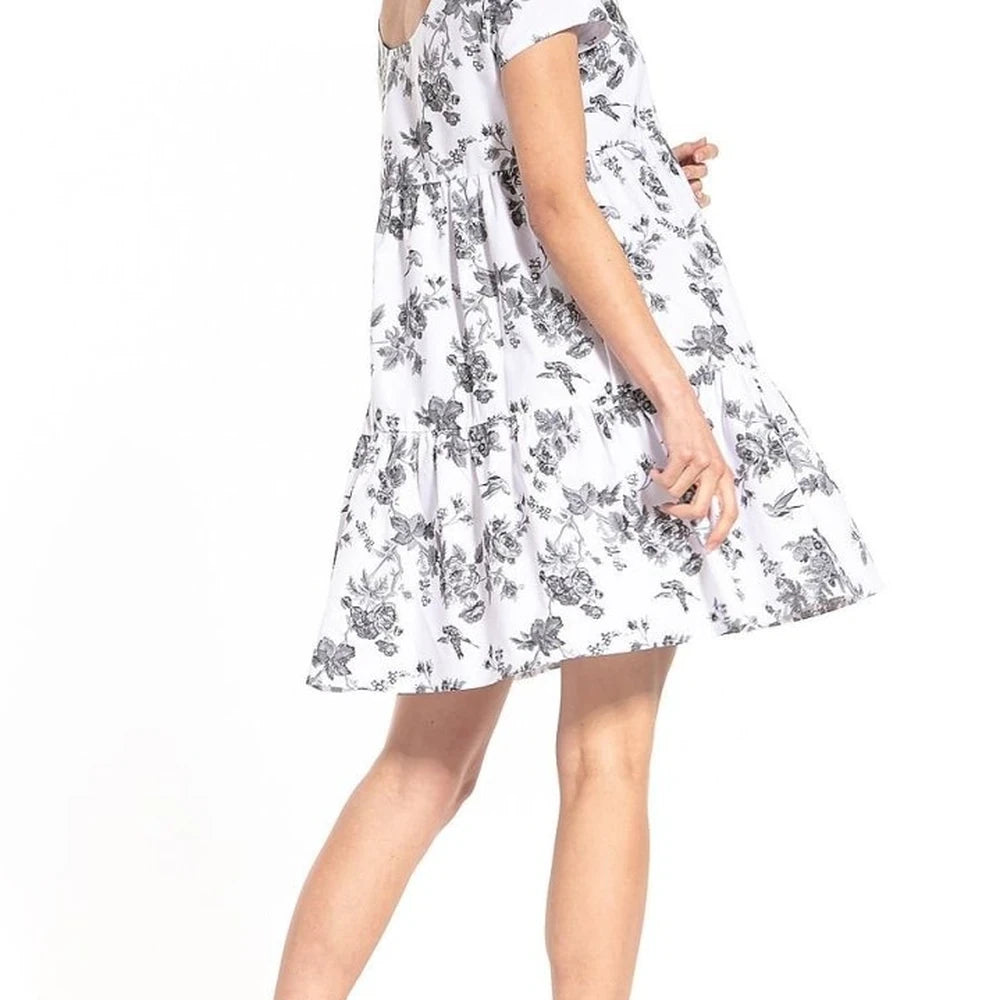 Floral Mini Dress with Boat Neck