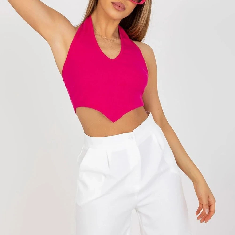 Pink Ribbed Short Sleeve Cotton Spandex Top