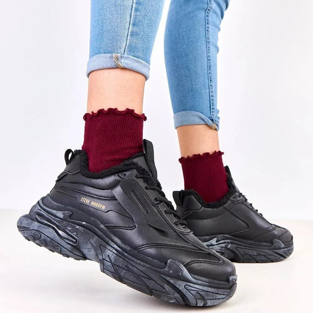 Black Fur Lined Sport Shoes
