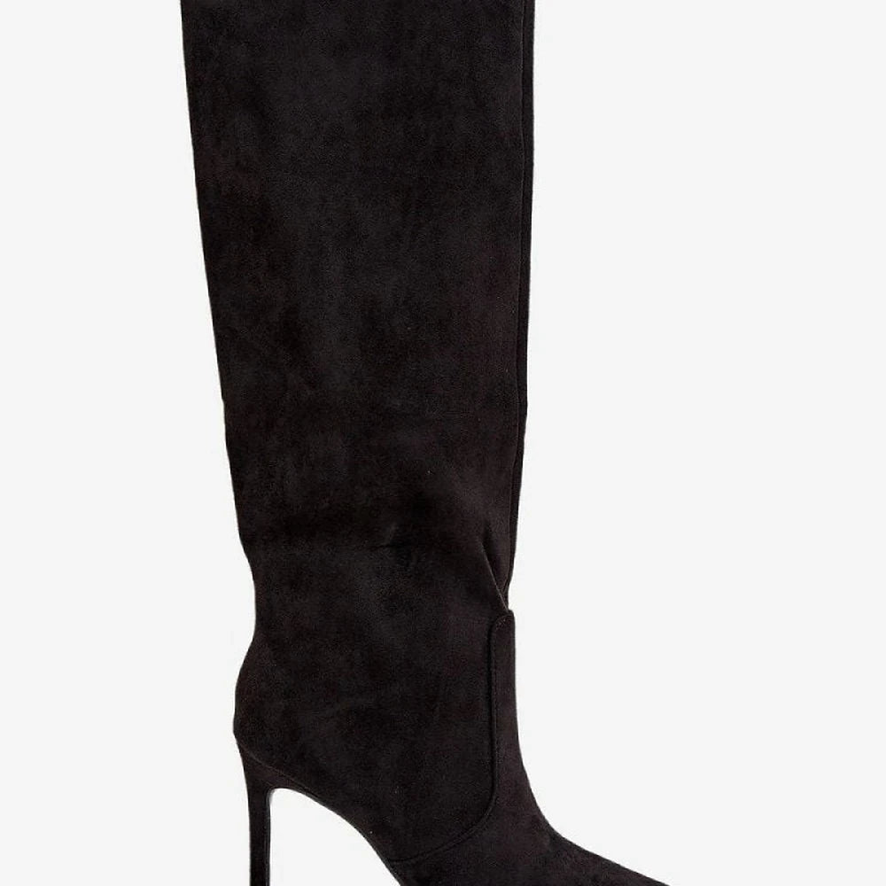 Black Suede Stiletto Heel Boots