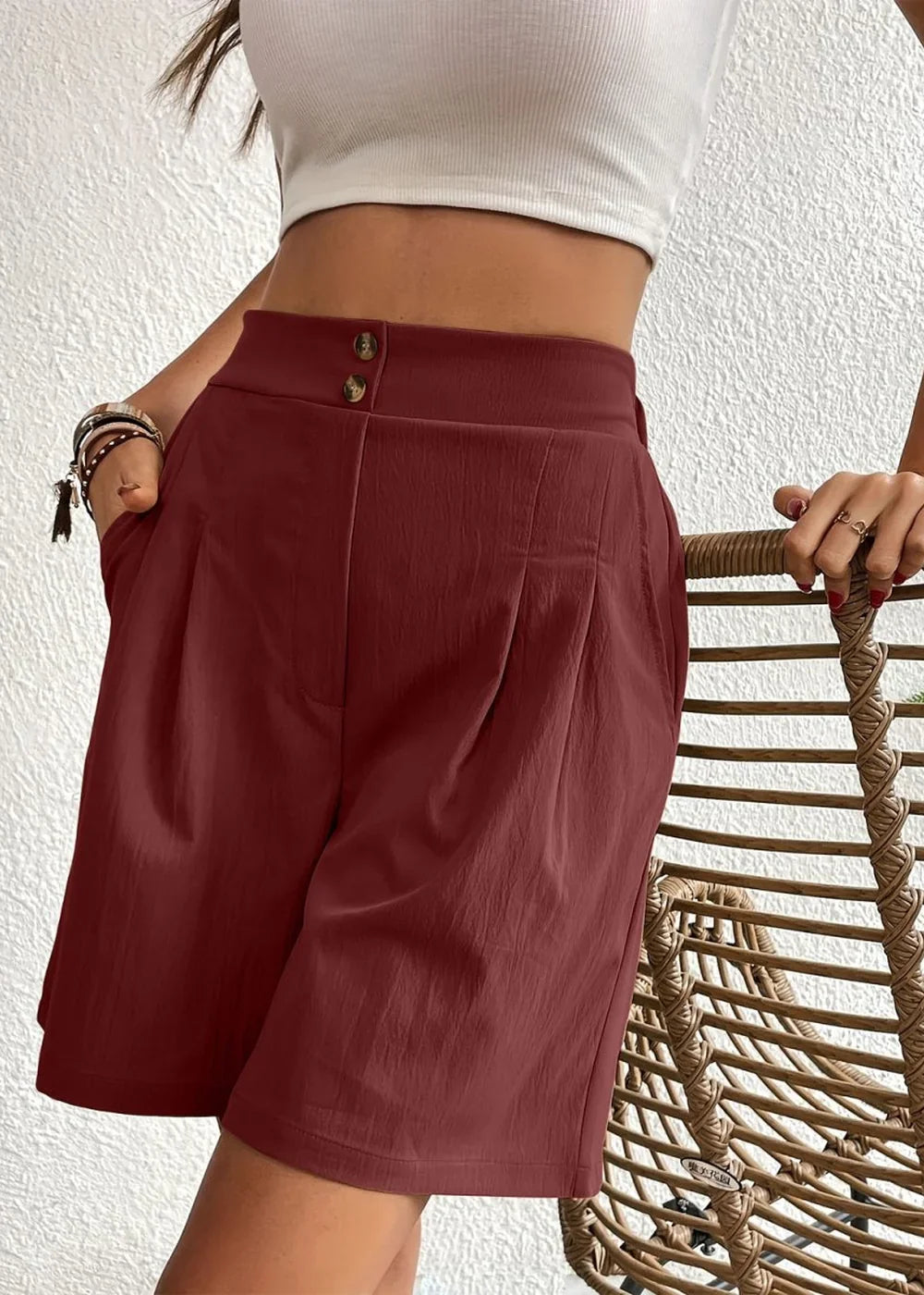 Pocketed Drawstring Waist Shorts