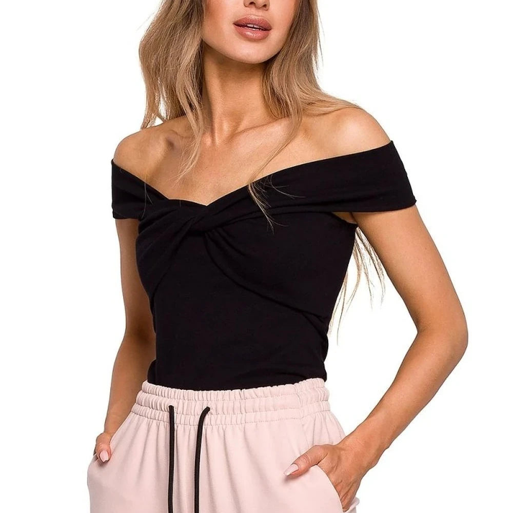Green Cotton Blouse - Off-Shoulder Top