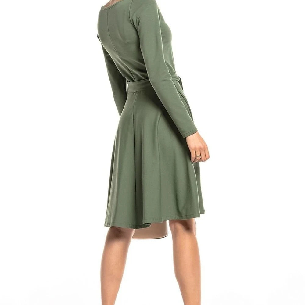 Flared Sweetheart Neck Day Dress with Pockets
